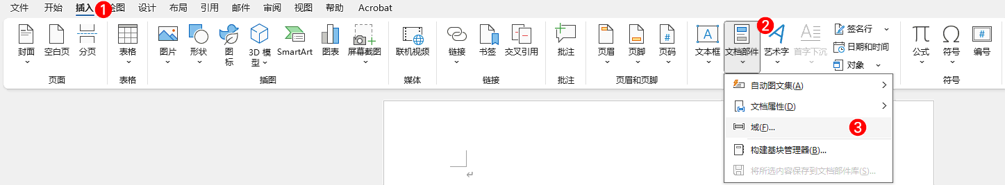 使用插入的方式插入合并域